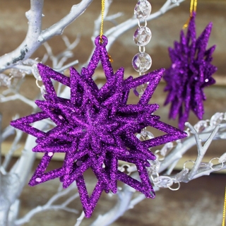 12pk Christmas Purple Stars Tree Ornaments