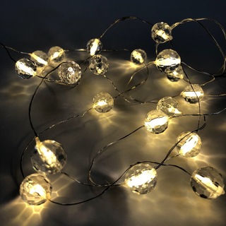 2m Warm White Crystal Ball LED Fairy Lights - Battery Operated