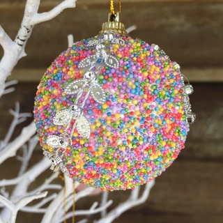 6pk Rainbow Coloured Silver Leaf Hanging Christmas Tree Ornaments