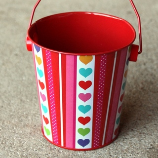 10pk Hearts and Stripes Tin Wedding Party Favour Buckets