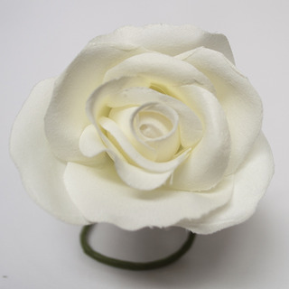 White Rose Velveteen Bloom Flower and Stem