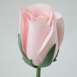 Soft Pink Rose Velveteen Bud Flower and Stem 