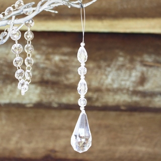12pk Rounded Teardrop Hanging Acrylic Crystal Bead Tree Ornaments