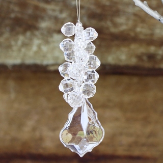 12pk Christmas Tree Ornaments Clustered Ball & Baroque Hanging Acrylic Crystal Beads 