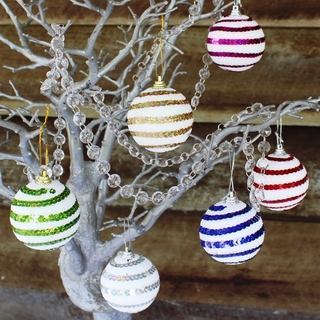 12pk Christmas Decorations Sequin Spiral Hanging Tree Ornaments