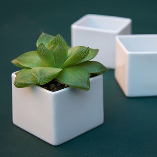 10cm Glazed White Square Cube Ceramic Vase
