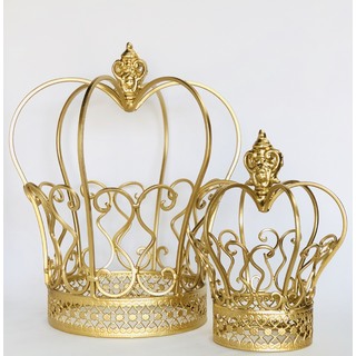 Gold Crown Centrepiece Decoration - Set of 2