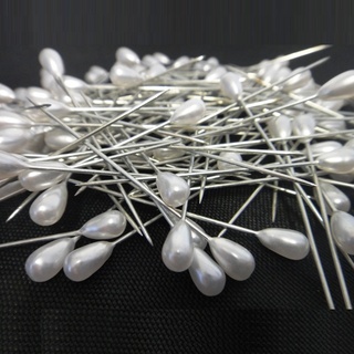 1000pk Short White Teardrop Pearl Corsage Pins 40mm