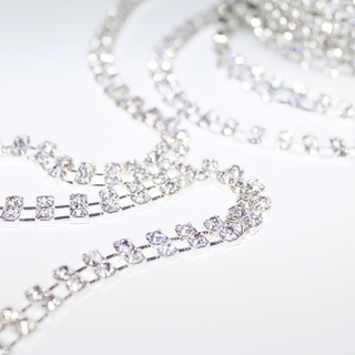 1m Silver Twin Diamante Chain