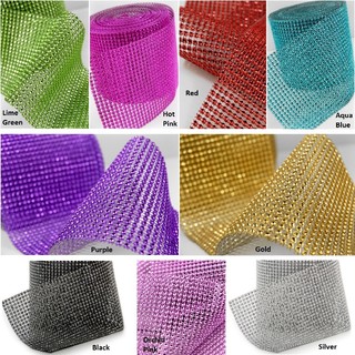 9m Coloured Diamond Rhinestone Mesh Ribbon - Bulk Buy