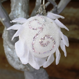 6pk White Glittered Feathers Hanging Tree Ornaments