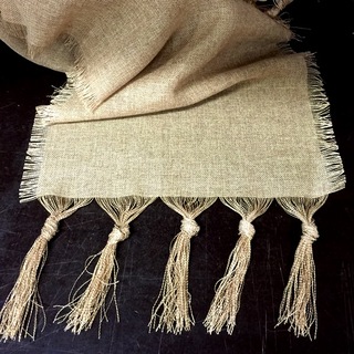 5 pack Burlap Table Runner Frayed Tassle Knot Ends