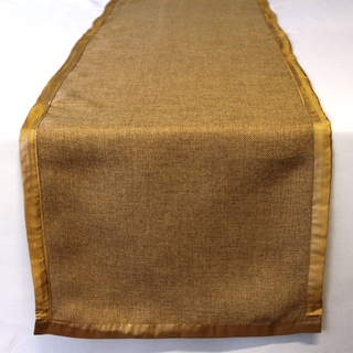 Burlap Gold Satin Border Vintage Table Runner