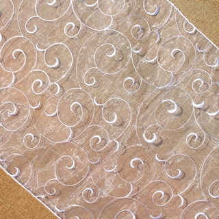 Embroidered Organza Table Runner | White