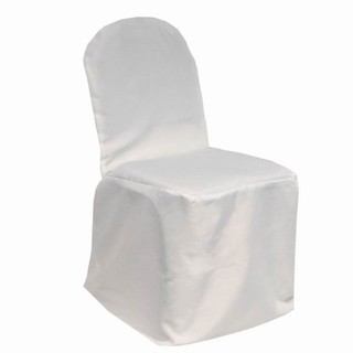 White Round Top Tailored Banquet Chair Cover