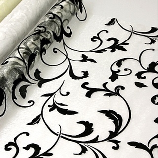 Flocking Vine Damask Organza Fabric Roll 47cmW